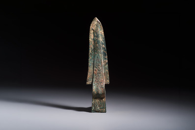 A Chinese archaic bronze dagger-axe, 'Ge 戈', Western Zhou
