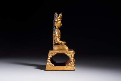 A Sino-Tibetan gilt-lacquered figure of Buddha Amitayus, Qianlong