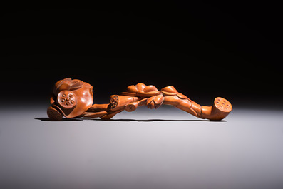 Three Chinese wooden carvings, 20th C.