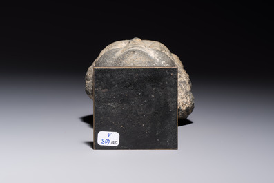 A Gandhara grey schist relief fragment of a Bodhisattva head, 3rd/4th C.