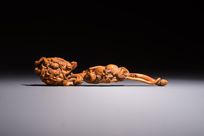 Three Chinese wooden carvings, 20th C.