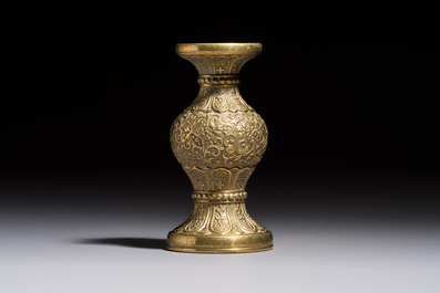 A small Chinese 'Lotus Scroll' incense tool vase, Qianlong mark, 18th C., and possibly of the period