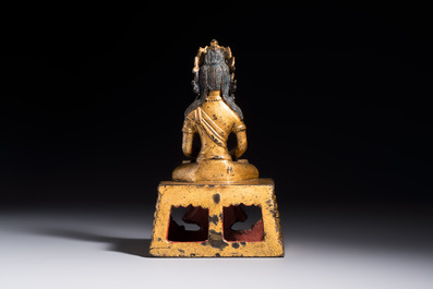 A Sino-Tibetan gilt-lacquered figure of Buddha Amitayus, Qianlong