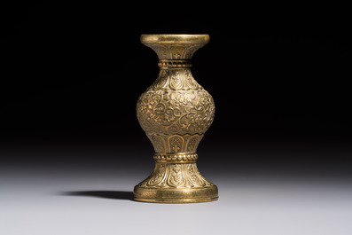 A small Chinese 'Lotus Scroll' incense tool vase, Qianlong mark, 18th C., and possibly of the period