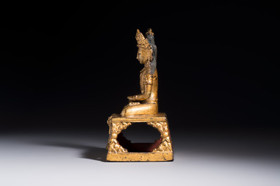 A Sino-Tibetan gilt-lacquered figure of Buddha Amitayus, Qianlong