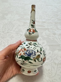 A Chinese famille verte rosewater sprinkler, a wucai jar and a Samson Paris verte-style covered ewer, 17/19th C.