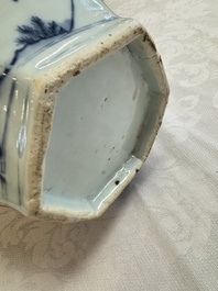A Chinese blue and white 'Mythical Beasts' wine pot and cover, Transitional period