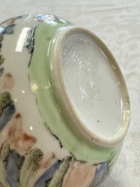 A Chinese famille rose 'Mountainous Landscape' teapot and cover, Yongzheng