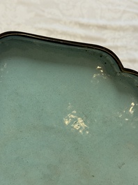 A fine Chinese Canton enamel blue-ground 'Double Happiness 囍' box and cover, Qianlong