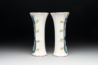 A polychrome Dutch Delft five-piece garniture with the portrait of William I of The Netherlands, early 19th C.