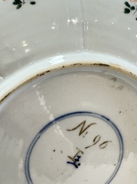 Two Chinese famille verte lotus-shaped plates, Johanneum mark, ex-collection of August the Strong, Kangxi