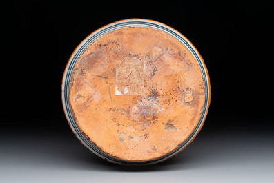 A polychrome Italian albarello with stylised floral design, 19th C.
