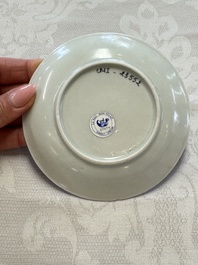 23 Chinese blue and white saucers with figural design, Yongzheng/Kangxi