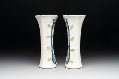 A polychrome Dutch Delft five-piece garniture with the portrait of William I of The Netherlands, early 19th C.