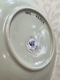 23 Chinese blue and white saucers with figural design, Yongzheng/Kangxi