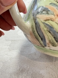 A Chinese famille rose 'Mountainous Landscape' teapot and cover, Yongzheng