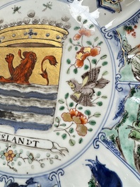A Chinese famille verte armorial 'Provinces' dish with the arms of Zeelandt, Kangxi