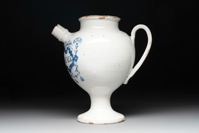 A blue and white Brussels faience drug or syrup jar, inscribed 'S.PAPAV.RHEAD.', ca. 1700