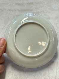 23 Chinese blue and white saucers with figural design, Yongzheng/Kangxi