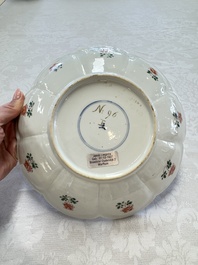 Two Chinese famille verte lotus-shaped plates, Johanneum mark, ex-collection of August the Strong, Kangxi