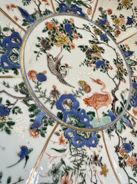 Two Chinese famille verte lotus-shaped plates, Johanneum mark, ex-collection of August the Strong, Kangxi