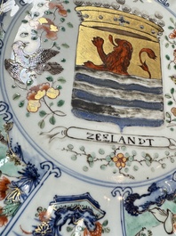 A Chinese famille verte armorial 'Provinces' dish with the arms of Zeelandt, Kangxi