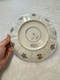 Two Chinese famille verte lotus-shaped plates, Johanneum mark, ex-collection of August the Strong, Kangxi