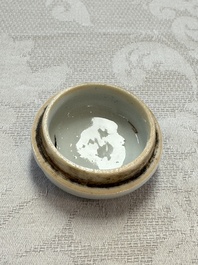 A silver-mounted Chinese blue and white tea caddy and cover, artemisia leaf mark, Kangxi