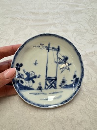 23 Chinese blue and white saucers with figural design, Yongzheng/Kangxi