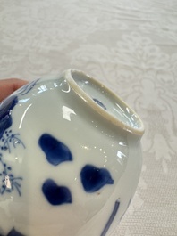 A silver-mounted Chinese blue and white tea caddy and cover, artemisia leaf mark, Kangxi