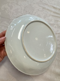 Seven Chinese blue and white plates with figural and floral design, 18/19th C.
