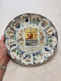 A Chinese famille verte armorial 'Provinces' dish with the arms of Zeelandt, Kangxi