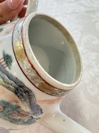 A Chinese famille rose 'Mountainous Landscape' teapot and cover, Yongzheng