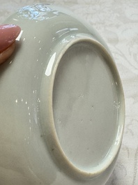 23 Chinese blue and white saucers with figural design, Yongzheng/Kangxi