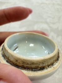 A silver-mounted Chinese blue and white tea caddy and cover, artemisia leaf mark, Kangxi