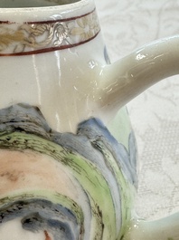 A Chinese famille rose 'Mountainous Landscape' teapot and cover, Yongzheng