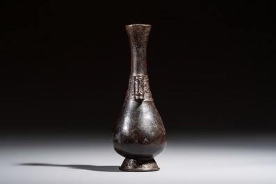 A Chinese bronze arrow vase, 'Touhu 投壺', Yuan