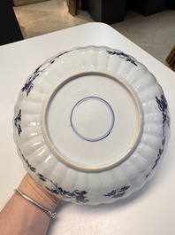 A pair of Chinese famille verte 'Sea Creatures' lobed plates, Kangxi