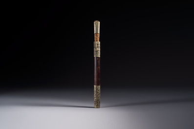 A Chinese travelling set with a pair of chopsticks and a knife, 19th C.