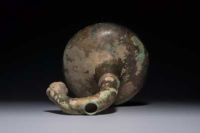 A Chinese bronze 'Garlic Head' wine vessel, 'Hu 壺', Western Han
