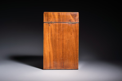 A George III mahogany knife box with marquetry inlay, later converted into a letter box, England, late 18th C.