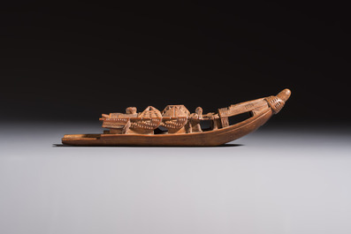 A group of 11 Chinese carved bamboo and wooden works, 19/20th C.