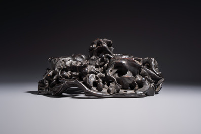 Two large Chinese carved wooden stands, 19th C.