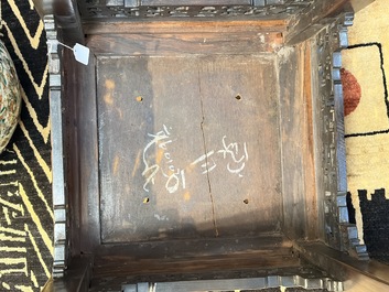 A Chinese hongmu stand and a square low table, 19th C.