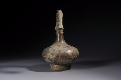A Chinese bronze 'Garlic Head' wine vessel, 'Hu 壺', Western Han