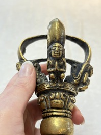 A large Tibetan bronze vajra, 18/19th C.