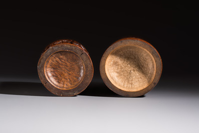 A group of 11 Chinese carved bamboo and wooden works, 19/20th C.
