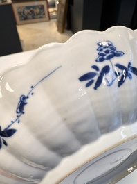 A pair of Chinese famille verte 'Sea Creatures' lobed plates, Kangxi