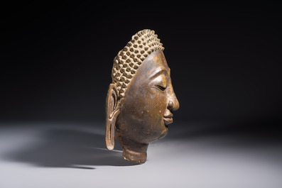 A bronze head of Buddha, Thailand, probably Ayutthaya period, 16/17th C.