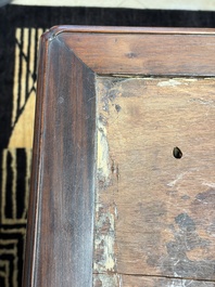 A Chinese hongmu stand and a square low table, 19th C.